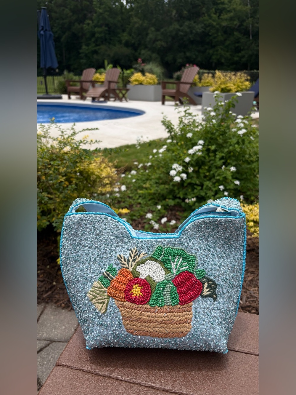 (NOT FOR SALE) VIRAL BEADED BAG - RARE BLUE VEGGIES